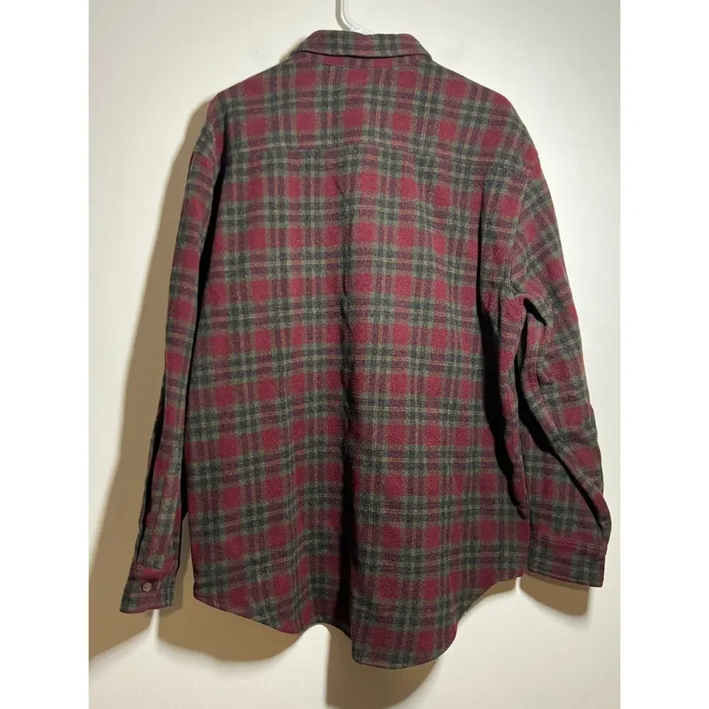 VTG Banana Republic Men's Burgundy Plaid Heavy Wool Button Up Long Slv Shirt M